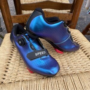 Blue Cycling Shoes with Speed Strap
